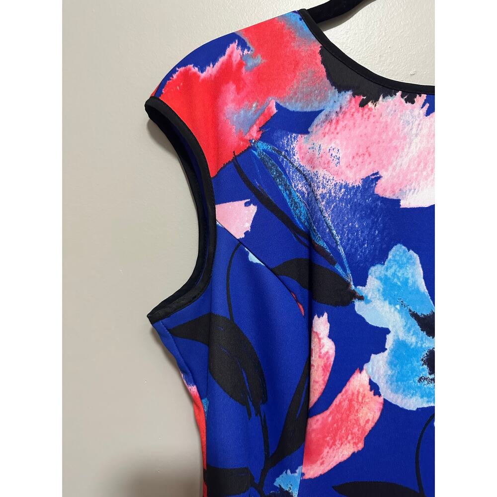 Vince Camuto Floral Scuba Knit Fit & Flare Dress Size 12 Pockets - Picture 2 of 8